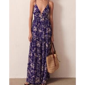 Ba&sh Udalie Floral Plunging Maxi Dress Size Medium